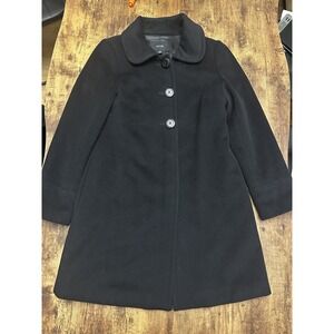 Jacob Women's Vintage Black Wool Blend Button Pea Coat Made in Canada Medium
